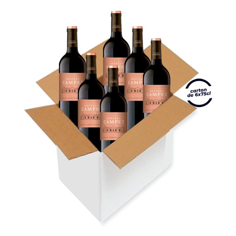 Carton de 6 bouteilles de Vin Rouge - Château CAMPET - CADILLAC Cotes De Bordeaux - 75CL