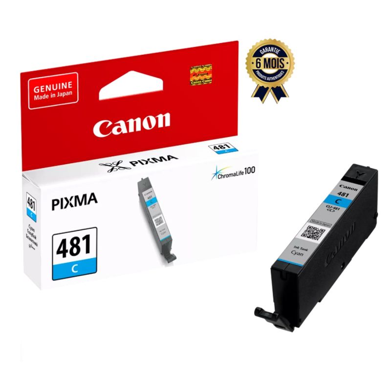 Cartouche d'encre cyan Canon CLI-481C en vente sur Glotelho Cameroun.