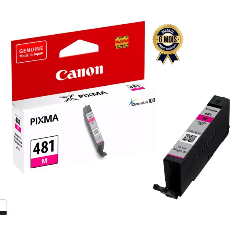 Cartouche d’encre Magenta Canon CLI-481M disponible sur Glotelho Cameroun.