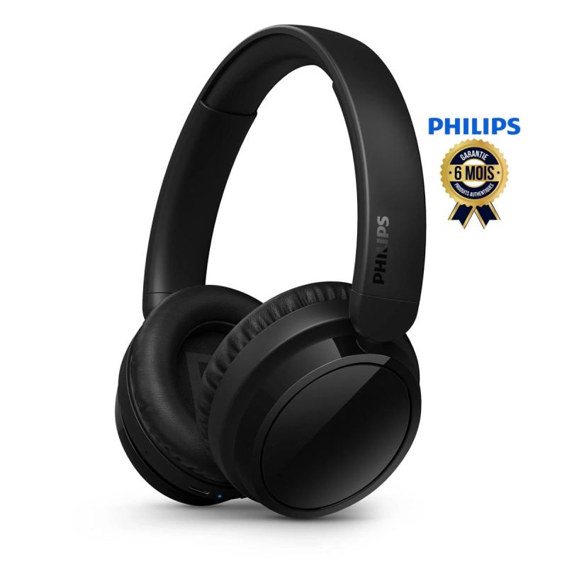Casque circum-aural sans fil - Philips - Series 5000 - TAH5209WT - Jusqu'à 65 heures d'autonomie - Excellente connectivité multipoint - Bluetooth V5.3 - 5 minutes de charge pour 3 heures d'écoute - Garantie 6 mois