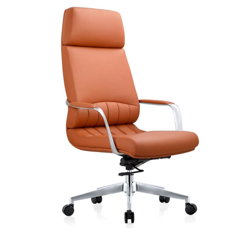 Chaise en cuir à haut dossier - AMB231111 - Orange | Glotelho Cameroun