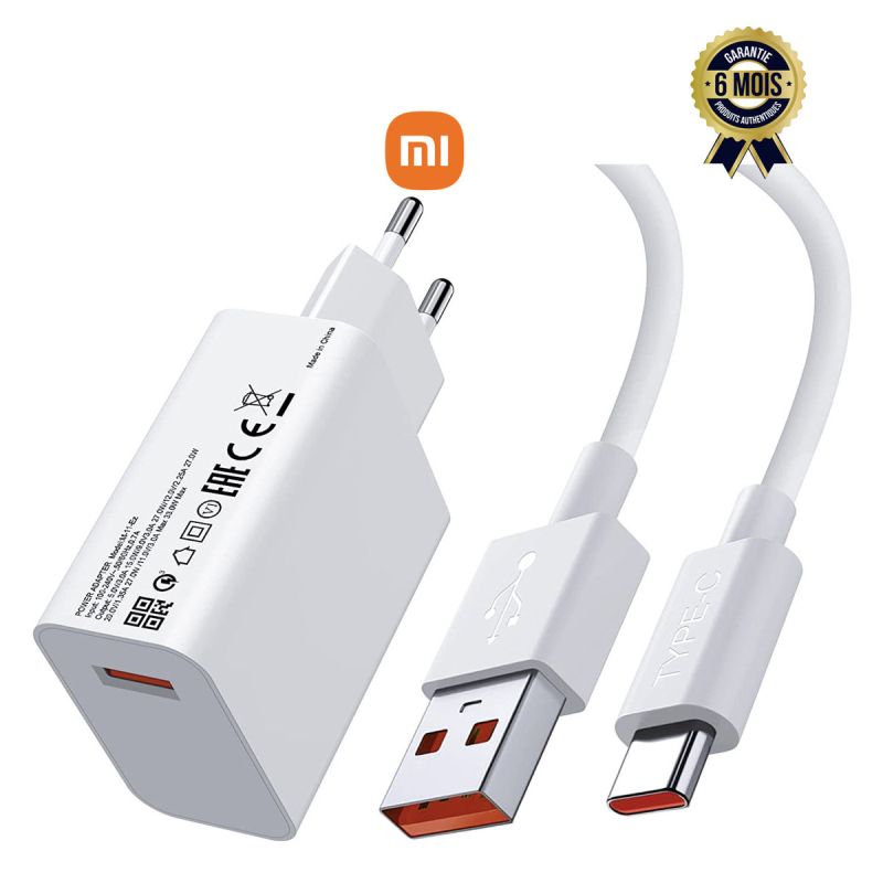 Chargeur rapide xiaomi - 33 watts - Avec cable usb-c | Glotelho Cameroun