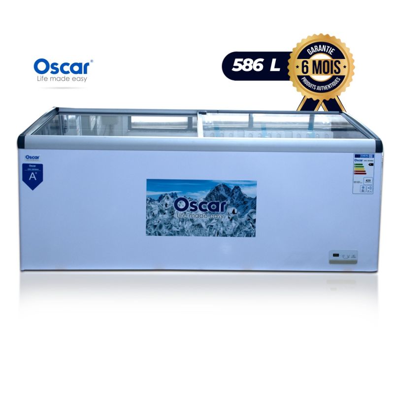 Congélateur coffre professionnel OSCAR - OSC-SD586A – 586 Litres - Vitrine Commerciale - Couvercle coulissant en verre - Classe Énergétique A - Format horizontal – Garantie 6 Mois