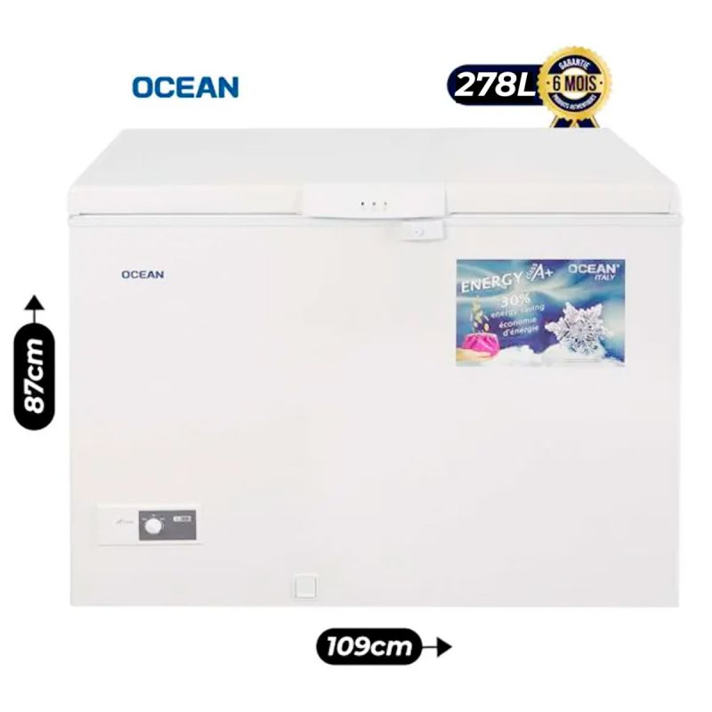 Congélateur à coffre - Ocean - NJ40TLL - 286L - Argent - A+| Glotelho Cameroun