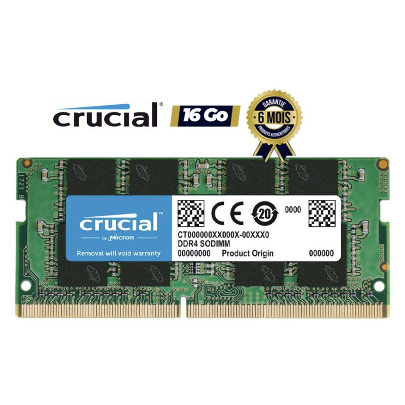  Memoire RAM pour ordinateur portable Crucial 16GB DDR4 3200MHz| Glotelho Cameroun