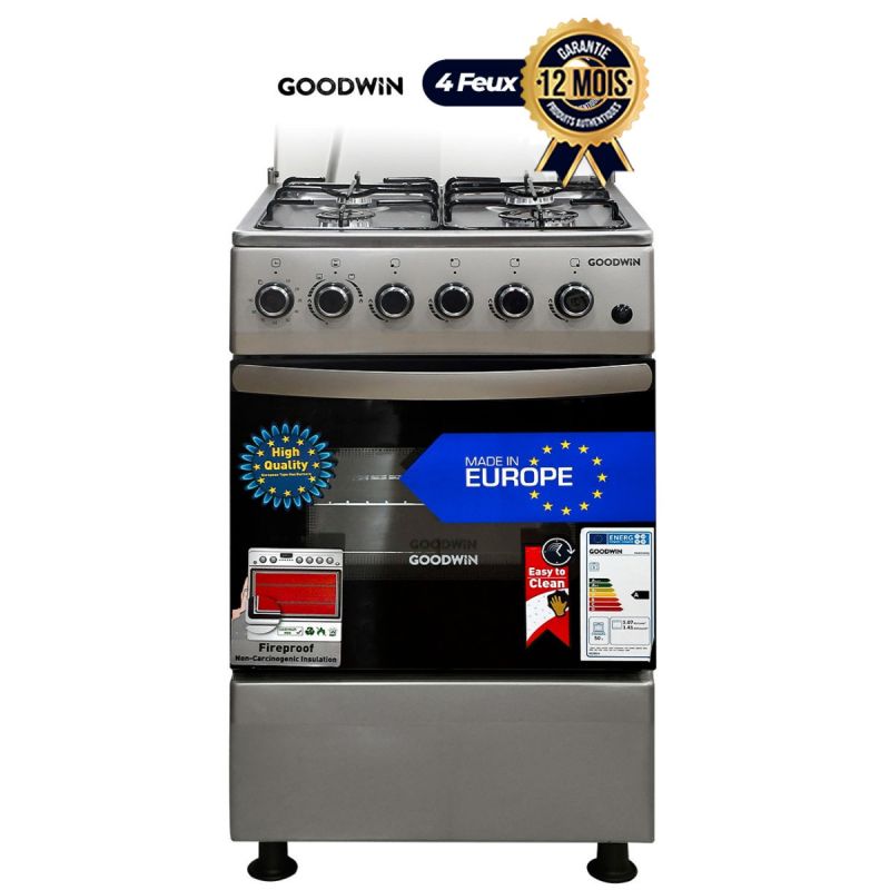 Cuisinière à Gaz Allumage électrique - GOODWIN - 4 Foyers - Inox  (Prix en fcfa) | Glotelho Cameroun