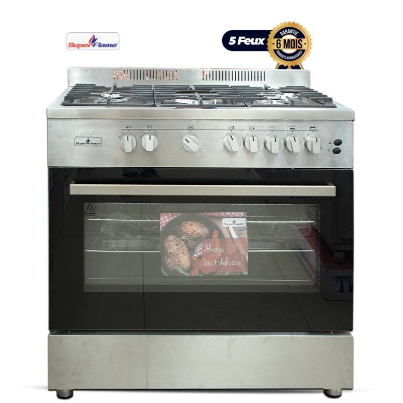 Cuisinière mixte semi-professionnelle SUPERFLAME 5 Brûleurs, 90x60 cm, garantie 6 mois sur Glotelho Cameroun.