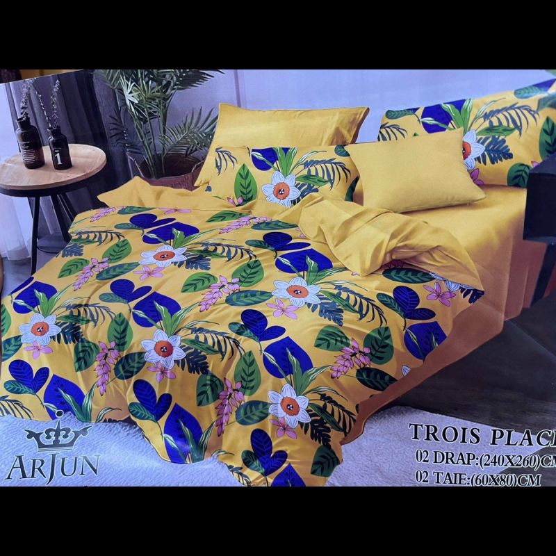 Drap - LV - 240x260 cm - 2 draps - 2  Taies D'oreiller - 3 places - 100% coton | Glotelho Cameroun