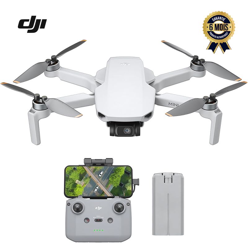 Drone DJI Mini 4K - 4K UHD - 12 MP - Stabilisation 3 axes - Portée maximale 15,7 km - Retour automatique - Autonomie 31 minutes - Batterie 2250 mAh - Garantie 6 mois