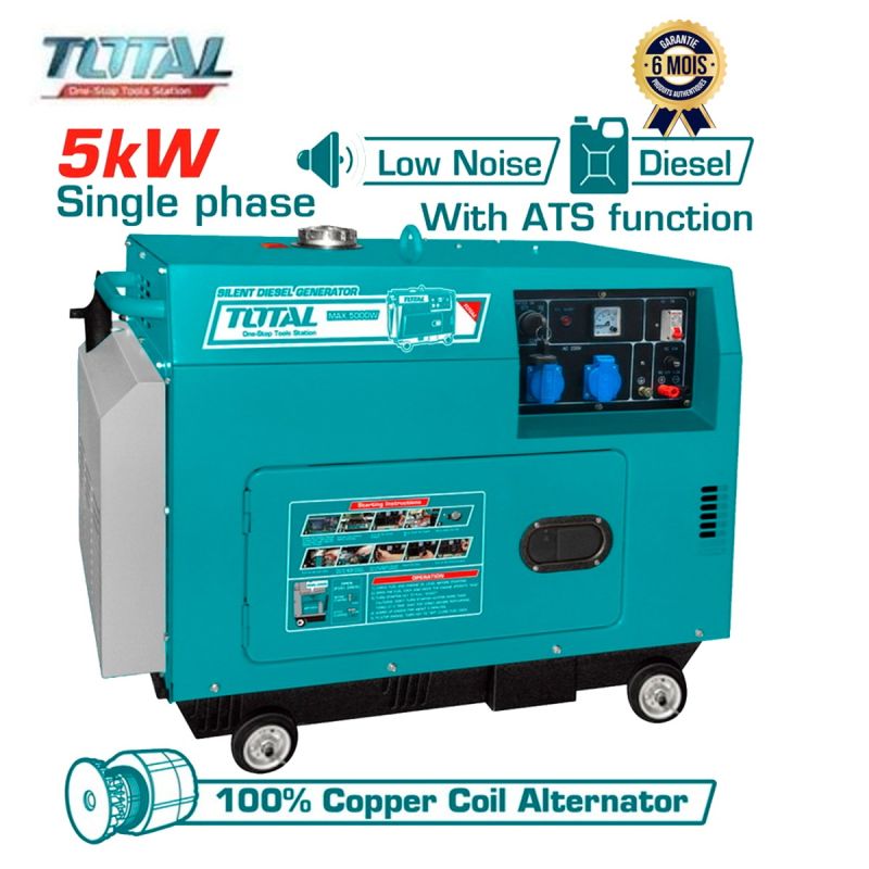 Groupe électrogène - Total - TP250003-1 - 5000W - inverseur - 6 mois de garantie | Glotelho  Cameroun