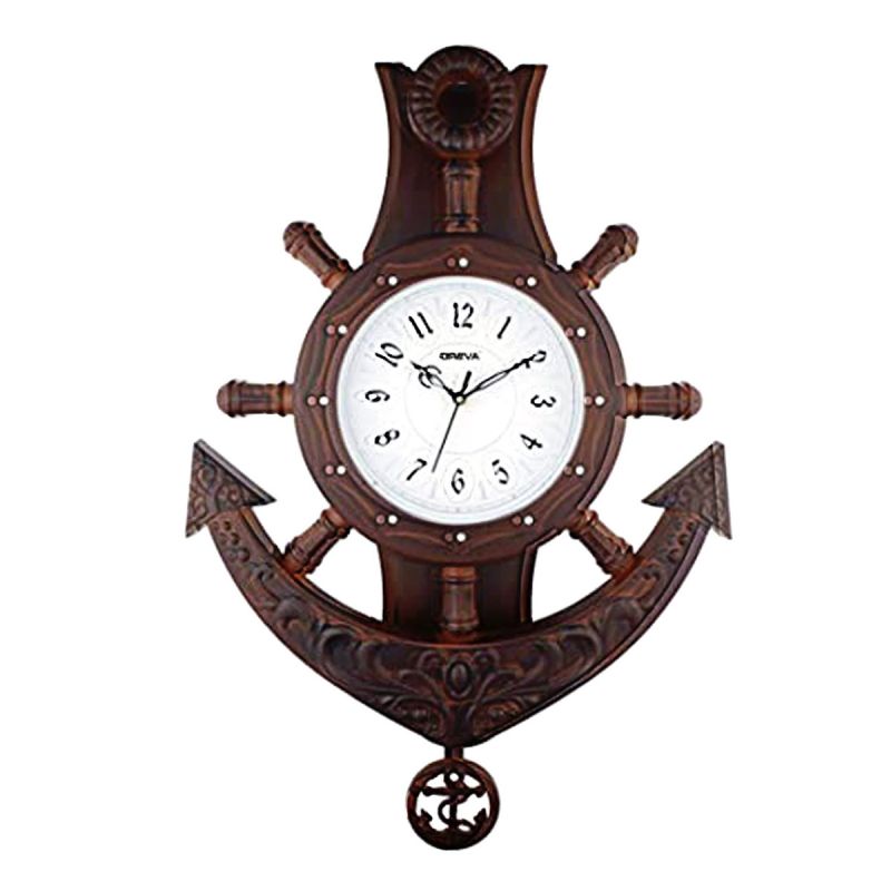 Horloge Murale - Sonam - Pendulaire fantaisie - Plastique Oreva - 555 mm x 0,80 mm x 425 mm - Brun | Glotelho Cameroun