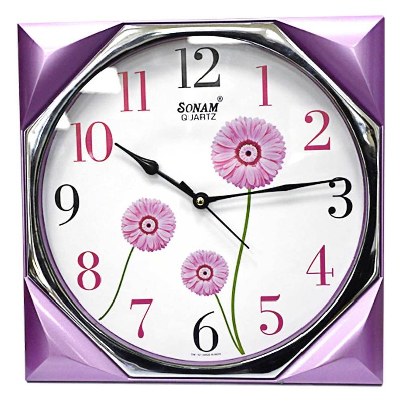 Horloge Murale - Sonam - 4437 - Forme carrée - Rose | Glotelho Cameroun