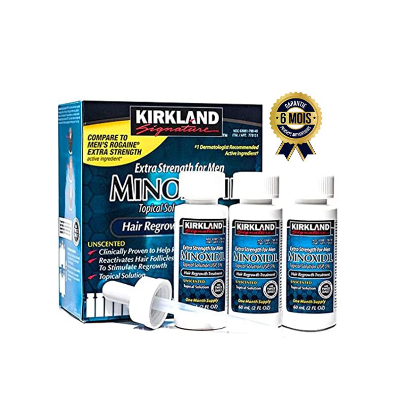 Kirkland Minoxidil 5% Extra Strength - Traitement de la chute des cheveux pour les hommes - 12fl. oz/360ml - Pack de 6