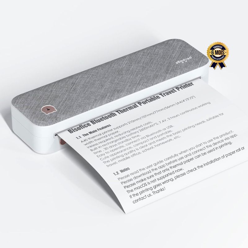 Imprimante portable thermique prix en fcfa - Bluetooth - Sans encre - Compatible avec iOS, Android, laptop| Glotelho Cameroun