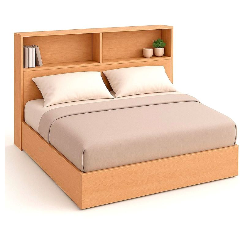 Lit multifonction – Élégance – 3 places – Bois dur traité – Tête rembourrée avec rangements – Finition Formica noir mat – 160x190 cm – Disponible en fabrication - Livré démonté