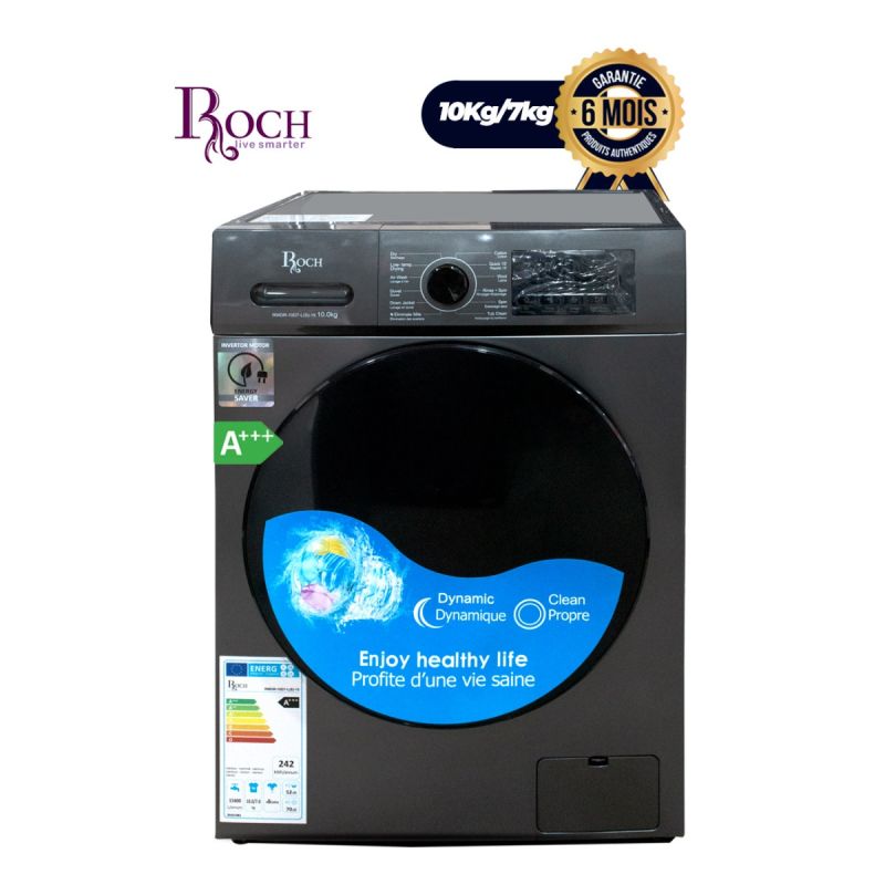Machine à laver et sèche-linge (2 en 1) ROCH 10kg/7kg , Automatique, Frontal, Gris, au prix Cameroun.