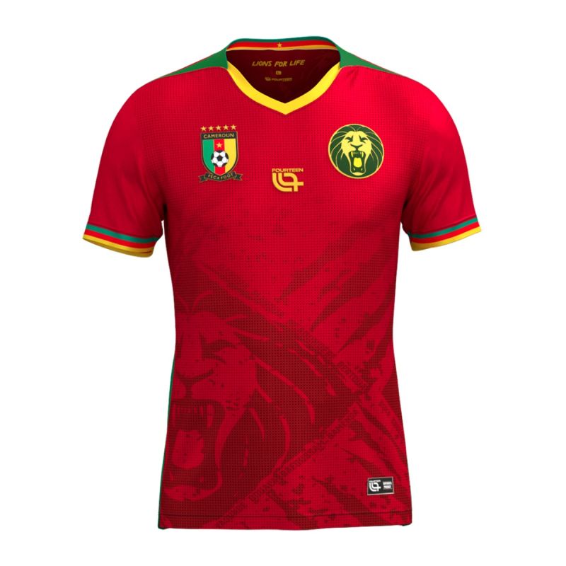 Maillot Officiel Lions Indomptables du Cameroun - Fourteen - Authentic Jersey - Rouge