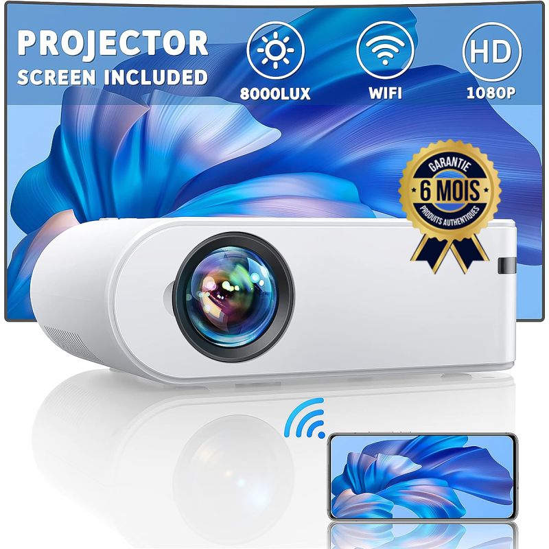  Mini Projecteur WiFi  Portable - 6000 Lumens  | Glotelho Cameroun