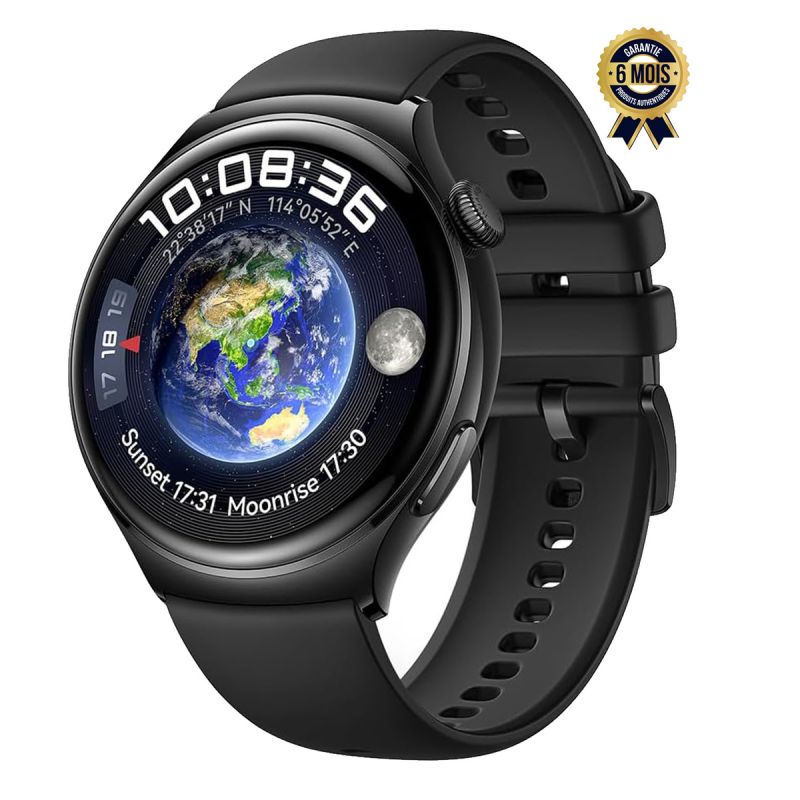 Montre intelligente - HUAWEI Watch 4 - Verre incurvé 3D - Contrôle de la santé - Bluetooth V5.2 - eSIM - Appels téléphoniques - 1,5" - 5ATM - Plus de 100 modes d'entrainement - Compatible avec Android et iOS - noir