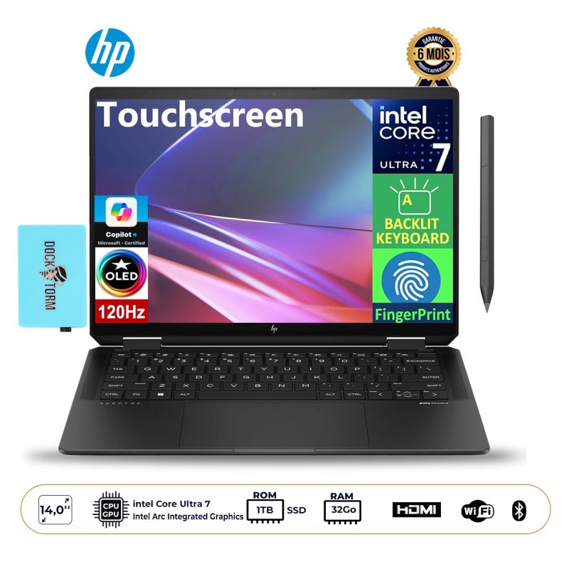 Ordinateur portable - HP Spectre x360 AI Powered 2 en 1 chez Glotelho