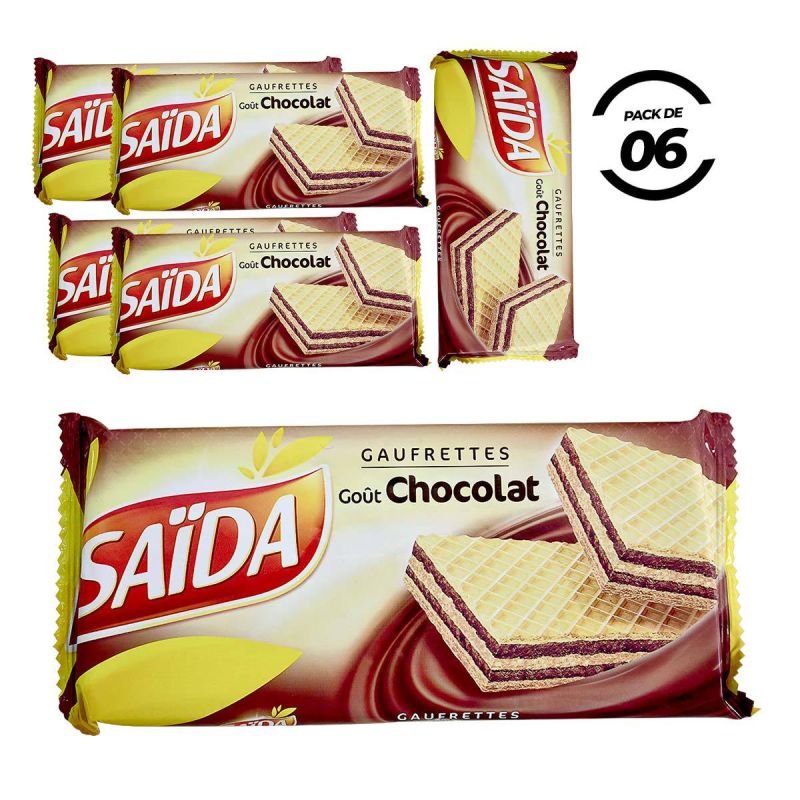 Pack de 6 Gaufrettes Goût chocolat - 100 G