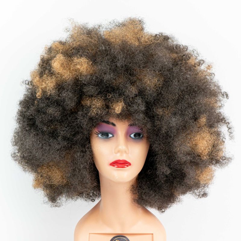 Perruque Afro noire bouclée crépue douce pour femmes noir Or - prix Cameroun