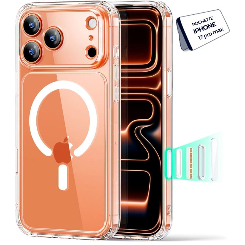 Pochette arrière transparente ultra fine compatible MagSafe pour iPhone 17 Pro Max au prix Cameroun.