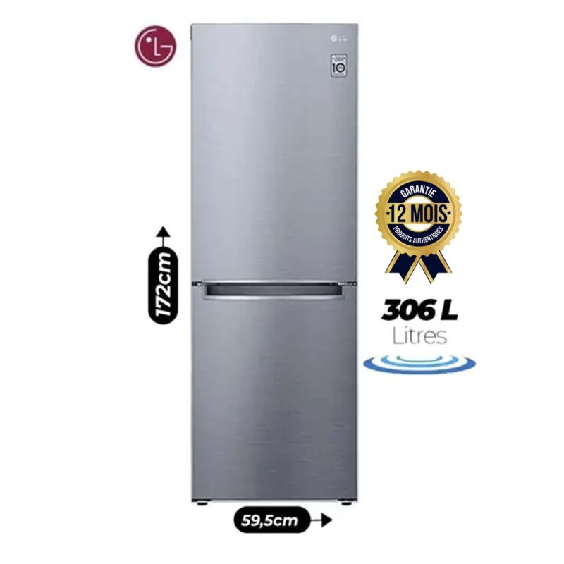 Réfrigérateur combiné LG - GC-B399NLJM - 306 litres - Argent - Garantie 12mois | Glotelho  Cameroun