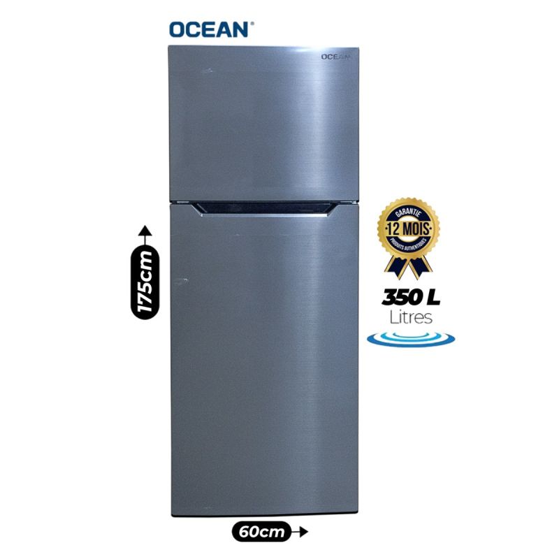 Réfrigérateur Combiné OCEAN 350 Litres - CNFOKO 350 D*2 - Total No Frost - Classe Énergétique A+ - Couleur Argent - Garantie 12 mois