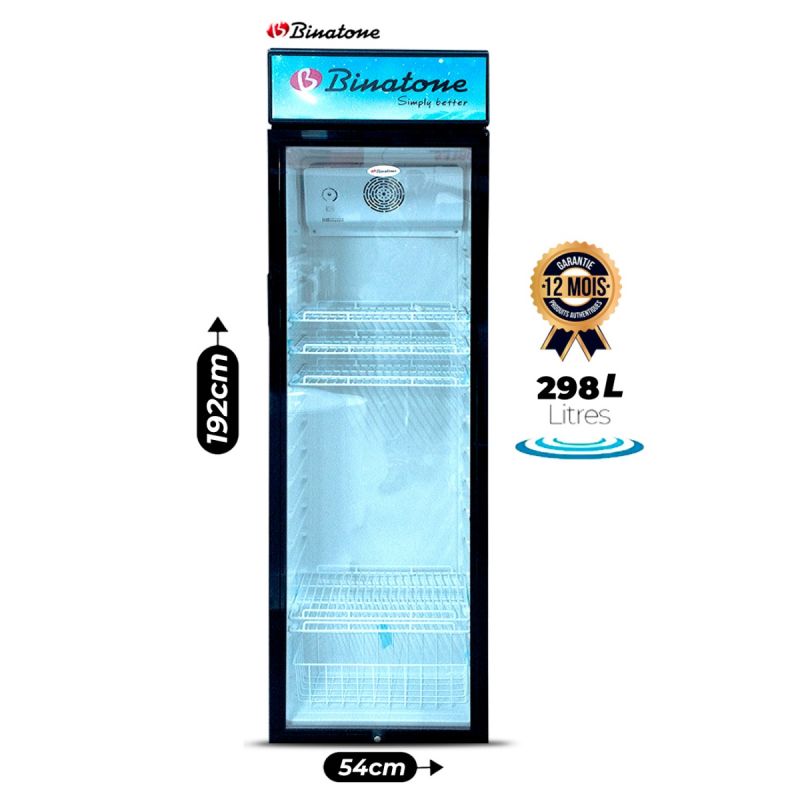 Réfrigérateur vitré Binatone - 298 Litres - BSC-300 - Garantie 12 mois