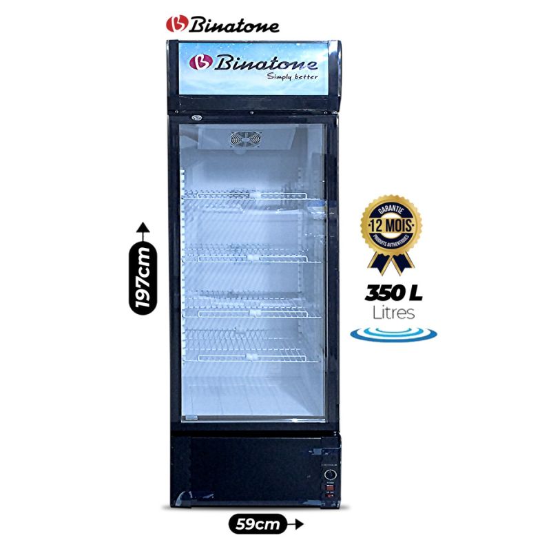 Réfrigérateur Vitré BINATONE 350 Litres - BSC-370 -- Type climatique 4 - Garantie 12 Mois