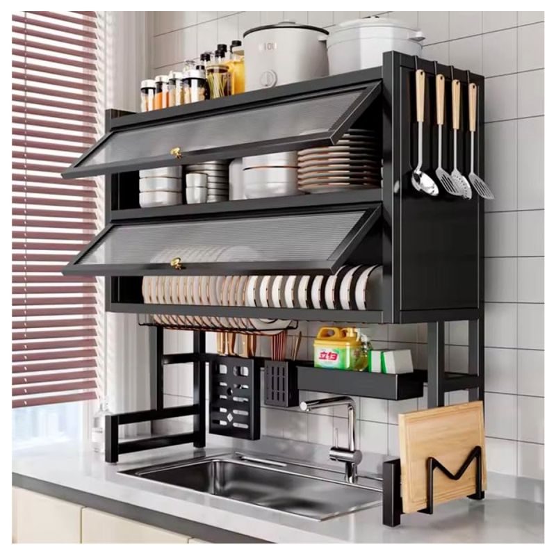 Range-vaisselle au dessus de l'évier en métal avec couvercle, vendu sur Glotelho Cameroun.