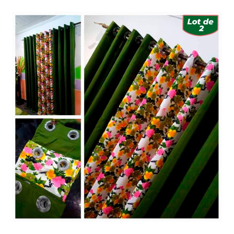 Rideaux occultants africains - Vert multicolore