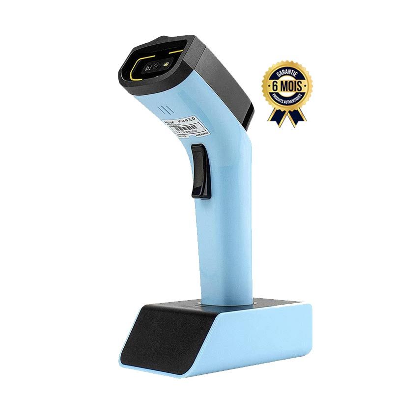 Scanner de codes-barres 2D sans fil - Avec support et mémoire intégrée - MAC OS, Windows, iOS, Android - 6 Mois