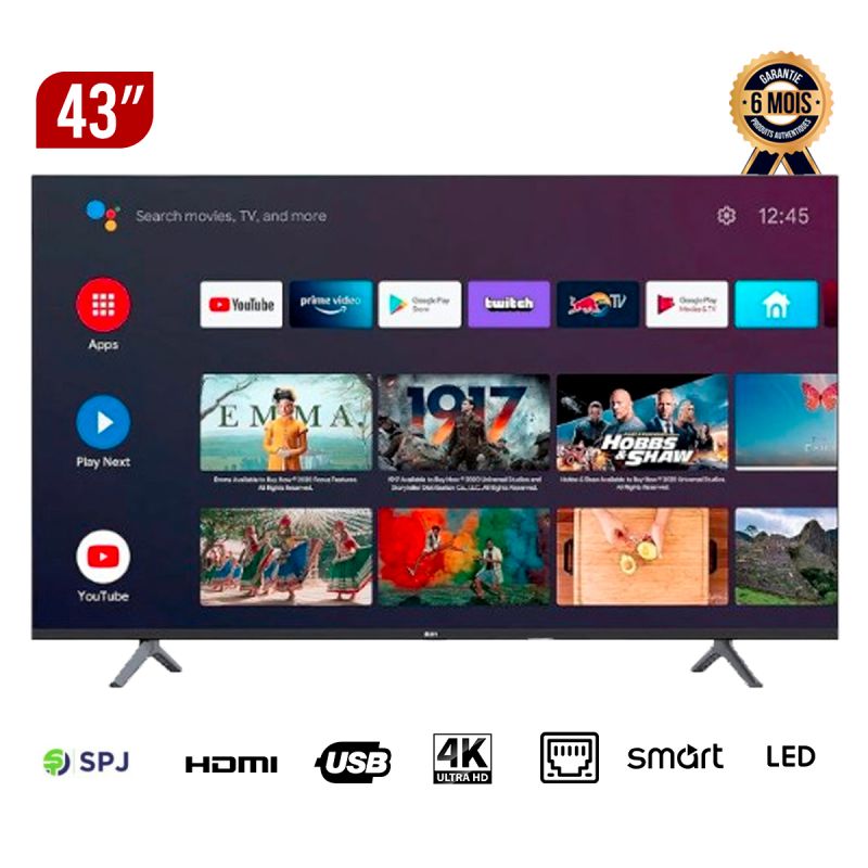 TV - SPJ - LED HD -fhds43bl22000v - 43''- Android - with built in chromcast- spj serie 2200  | Glotelho Cameroun