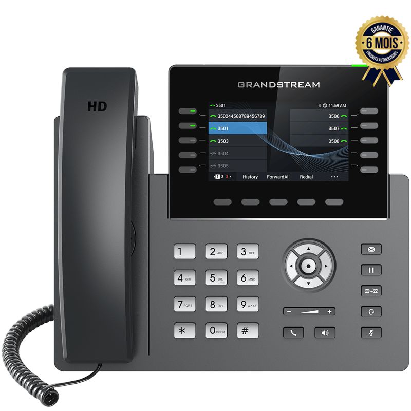 Téléphone IP Multifonctions - Grandstream GRP2615 - Sécurisé avec WiFi - 6 Mois