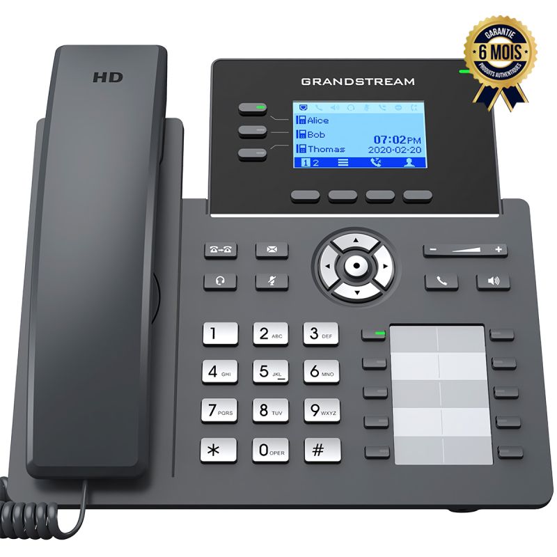 Téléphone IP prix en fcfa - Grandstream GRP2603P - 6 Comptes SIP / 3 Lignes| Glotelho Cameroun