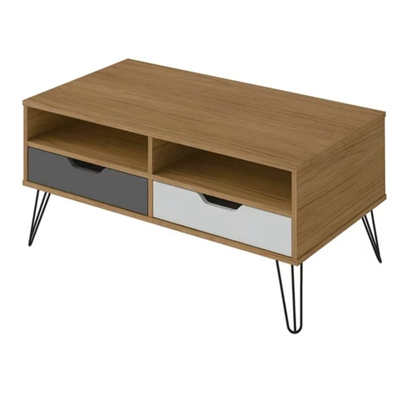 Table Basse Bergen - G-ESTOCOLMO - avec 2 tiroir - Couleur Pin