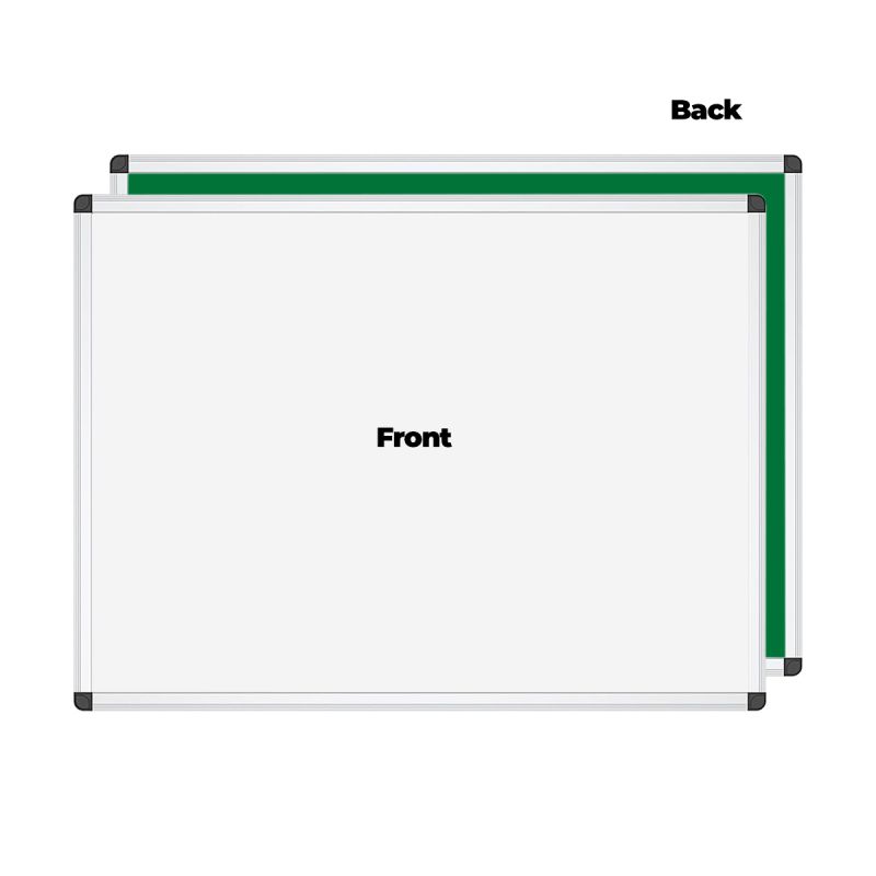 Tableau blanc magnétique double face sans support - 90 x 150 cm (un côté blanc utilisable avec marqueur et un côté vert utilisable avec craie) 