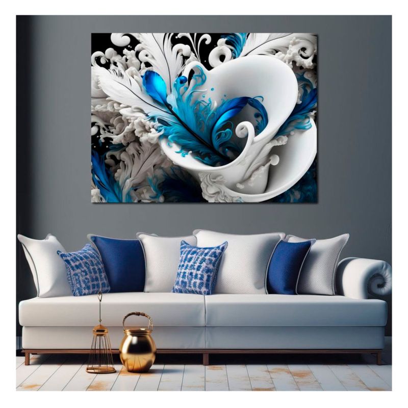 Tableau décoratif blanc bleu - Fleur unique d'espoir meilleur prix Cameroun