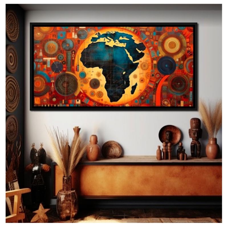 Tableau décoratif - POFAL - Mon monde en Afrique - Toile ultra HD - Cadre en bois 3 cm - Anti-UV, Anti-humidité, Pose facile