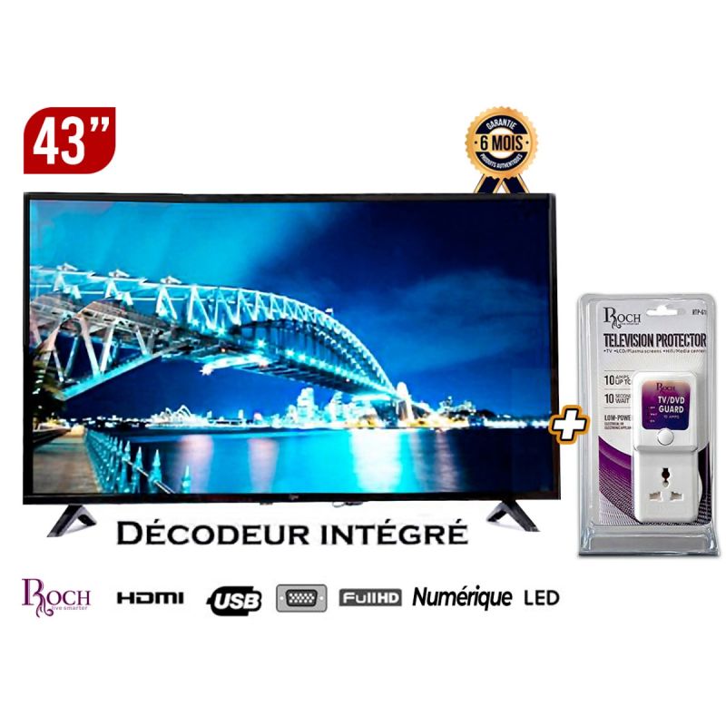 TV Numerique Roch 43 pouces  LED Full HD  prix sur Glotelho Cameroun