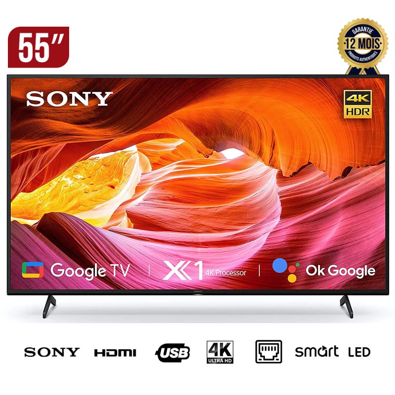 TV Smart Sony 55’’ KD-55X75K - 4K Ultra HD - Google TV - Noir - Garantie 12 Mois