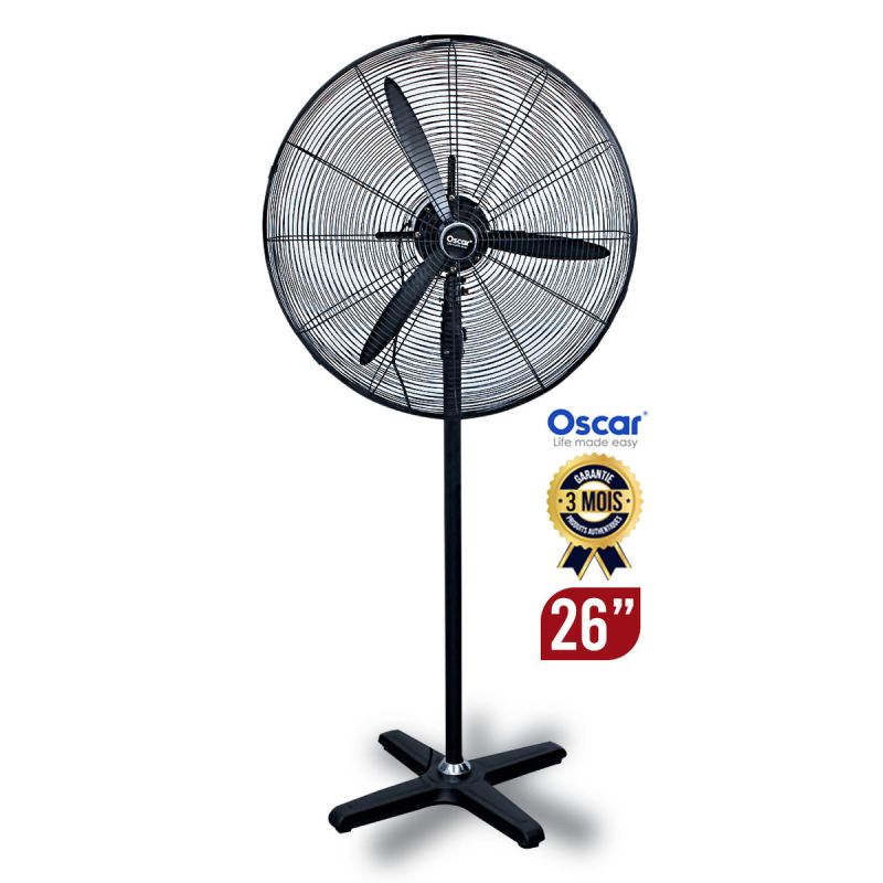 Ventilateur Mural Oscar 26 Pouces - OSC-S-650 - 80W - Noir - Garantie 3 mois  