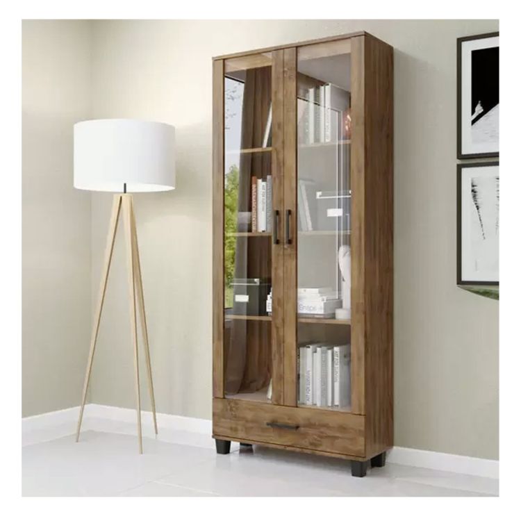 Decorative Bookcase - V-C58/2B - 2 glass doors and drawer - Pradel Móveis 