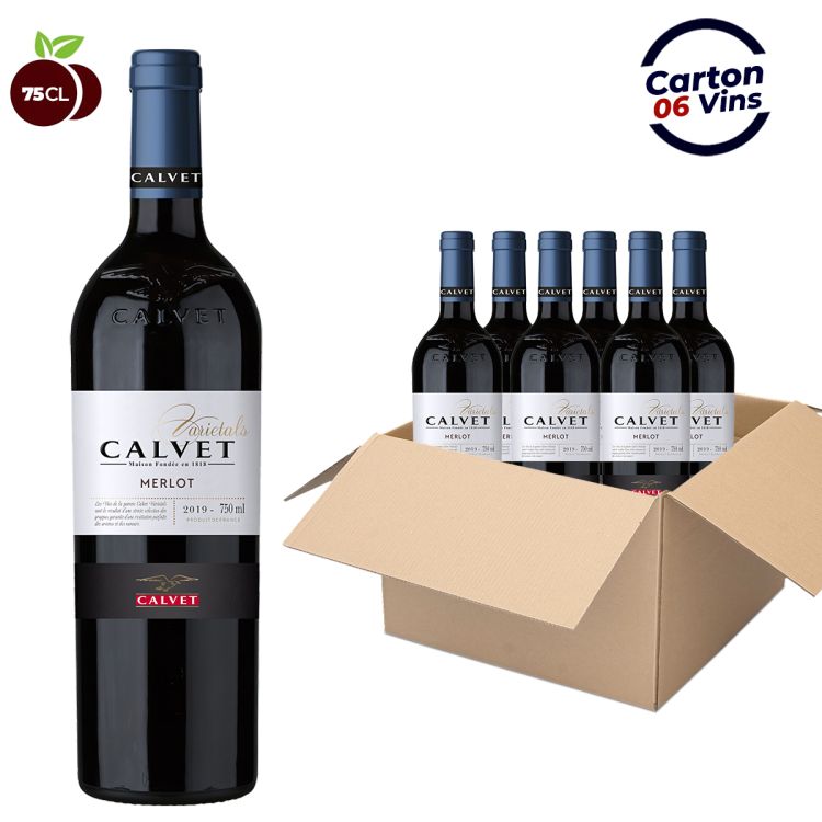 Box of 6 bottles of Calvet Merlot red wine - 75CL at Cameroon prices