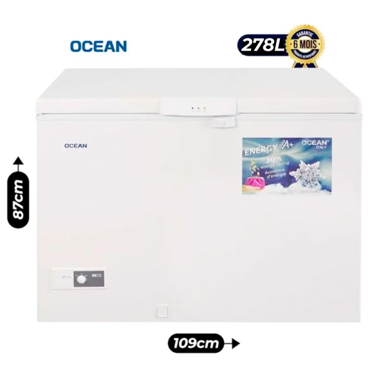 Congélateur à coffre - Ocean - NJ40TLL - 286L - Argent - A+| Glotelho Cameroun