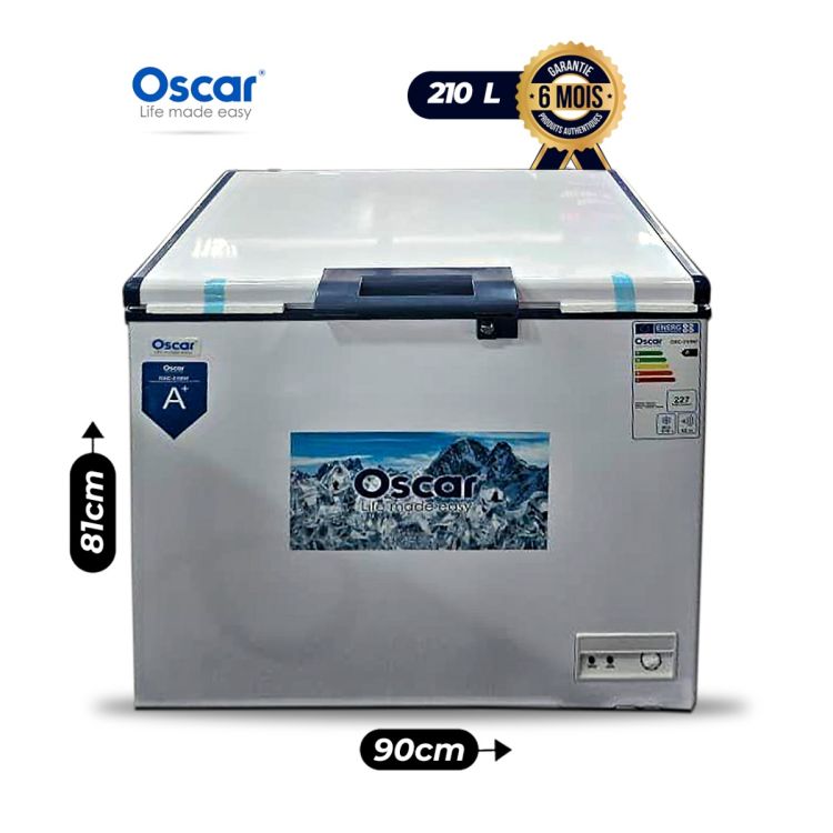 Congélateur coffre Horizontal OSCAR 210 litres - OSC-310NF - No Frost - Classe Énergétique A+ - Dégivrage Automatique - Blanc - Économique et Compact - Garantie 6 Mois