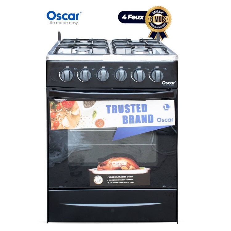 Cuisinière Oscar 4 Foyers - 60*60- Noir | Glotelho Cameroun