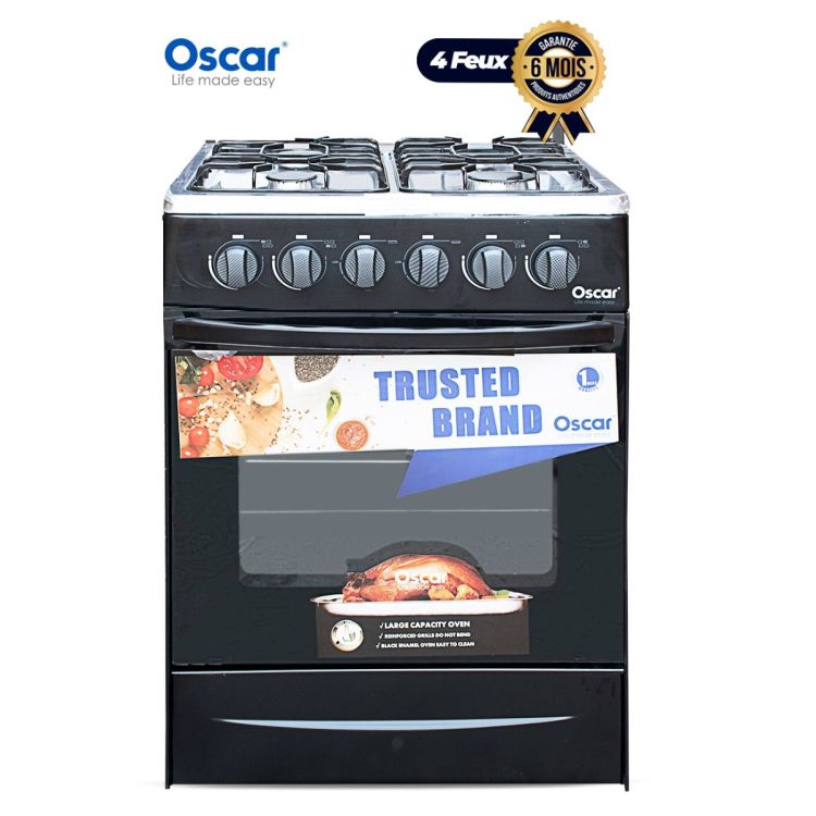 Cuisinière Oscar 4 Foyers - 60*60- Noir | Glotelho Cameroun